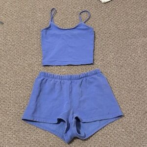 TNA Periwinkle Blue/purple Cropped Tank and Lounge Shorts Set